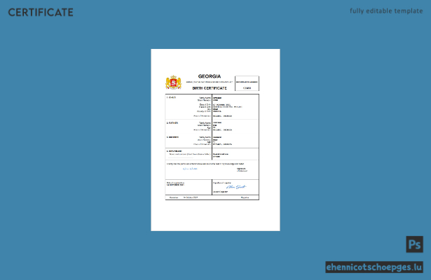 Geburtsurkunde aus Georgia (Word- und PDF-Beispiel)